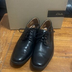 Clarks Men's Tilden Plain Classic Black LEATHER Oxfords Size 11 Worn 2X